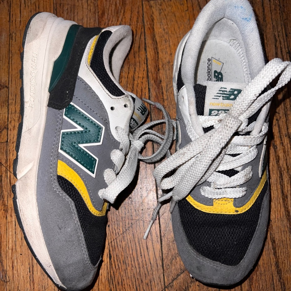 New Balance Kids' Black, Yellow, and Green Sneakers
